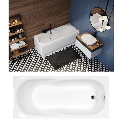 Fürdőkád acryl Nora 150x70 +kádláb + peremrögzítő