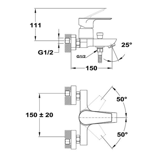 Mofém Trend Plus kádtöltő csaptelep zuhanyszettel (151-1501-00)