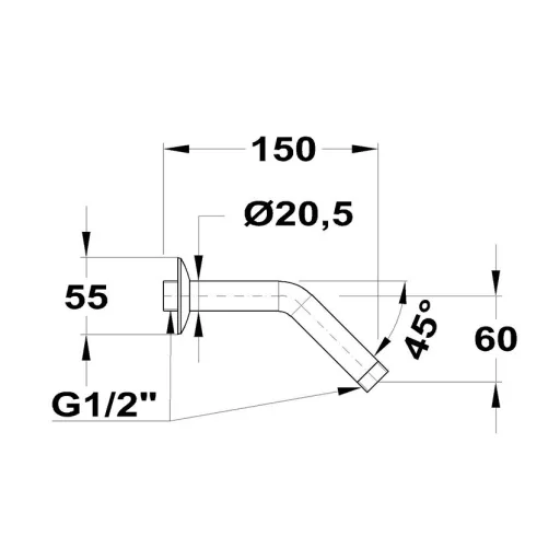Mofém zuhanykar 45° x 150 (169-0003-00)