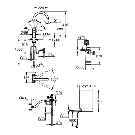 GROHE Red Duo konyhai csaptelep "M" méretű bojler