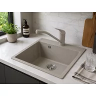   EVIDO Easy 45 gránit mosogató, 460 x 515 mm, platina + EVIDO PINGUIN csaptelep, platina