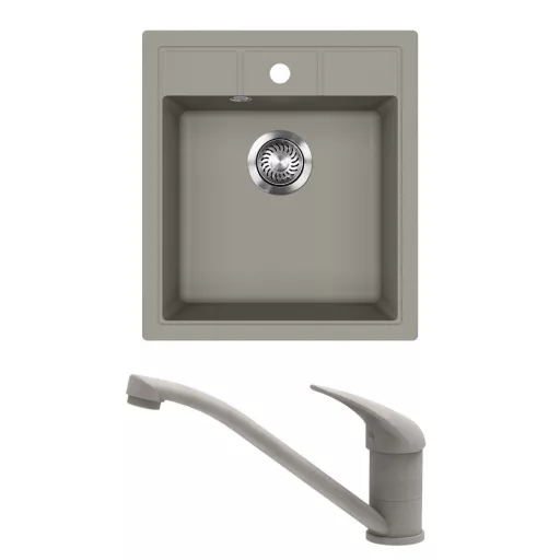 EVIDO Easy 45 gránit mosogató, 460 x 515 mm, platina + EVIDO PINGUIN csaptelep, platina