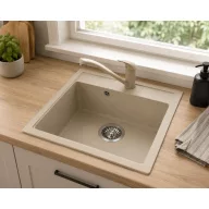   EVIDO Easy 45 gránit mosogató, 460 x 515 mm, bézs + EVIDO PINGUIN csaptelep, bézs