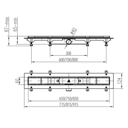 Mofém linear MLP-850 KF padló lefolyó (501-0004-00)