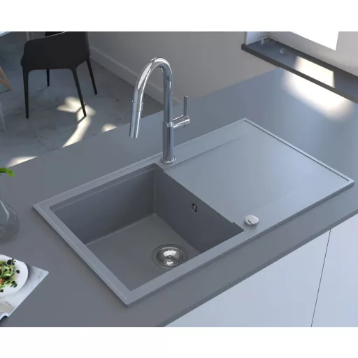 Zenit gránit mosogatótálca csepegtetővel 860x500 1B1D szürke
