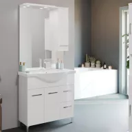   Savinidue Smart 85 alsó szekrény+mosdó+led tükör fényes fehér (863811LEDDR)