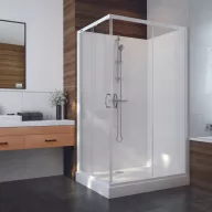   Négyoldalról zárt szögletes zuhanykabinok kpl-KCKN/ BASIC -80x120-S / fehér kerettel és fehér hátfallal W0 üveggel