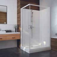   Négyoldalról zárt szögletes zuhanykabinok kpl-KCKN/ BASIC -80x120-S / fehér kerettel és fehér hátfallal W18 üveggel