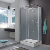   Négyoldalról zárt szögletes zuhanykabinok kpl-KCKN/ BASIC-80X100-SHP /fehér kerettel-fehét hátfallal W0 üveggel