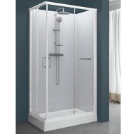   Négyoldalról zárt szögletes zuhanykabinok kpl-KCKN/CLIIa-80X100 W0 üveggel /fehér hátfallal és fehér kerettel