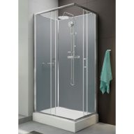   Négyoldalról zárt szögletes zuhanykabinok kpl-KCKN/CLIIa-80x100- W0 üveggel /króm kerettel -ezüst hátfallal