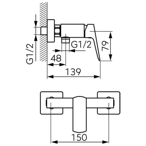 Ferro Vitto Verdeline zuhany csaptelep szett nélkül gun metal