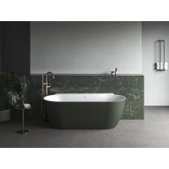   Freedom Wall II Tec 170x87, akrilkád, Grey Green/fehér, fehér/fekete/króm lefolyó