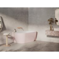   Freedom Corner II Tec 175x86 jobb, akrilkád, Alabaster Pink/fehér, fehér/fekete/króm lefolyó