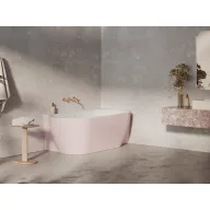   Freedom Corner II Tec 175x86 jobb, akrilkád, Alabaster Pink/fehér, fehér/fekete/króm lefolyó