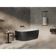   Freedom Corner II Tec 175x86 jobb, akrilkád, fekete/fehér, fekete/fehér/króm lefolyó