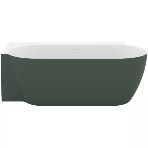 Freedom Corner II Tec 175x86 bal, akrilkád, Grey Green/fehér, fehér/fekete/króm lefolyó