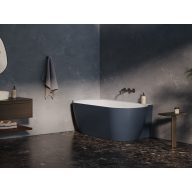   Freedom Corner II Tec 175x86 bal, akrilkád, Deepsea Blue/fehér, fehér/fekete/króm lefolyó