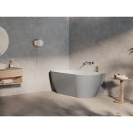   Freedom Corner II Tec 175x86 bal, akrilkád, Smoke Grey/fehér, fehér/fekete/króm lefolyó