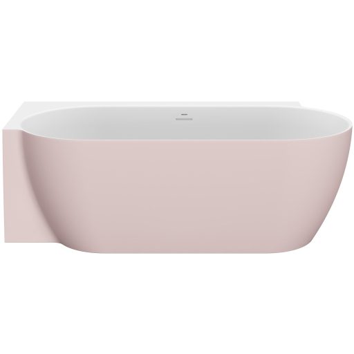 Freedom Corner II Tec 175x86 bal, akrilkád, Alabaster Pink/fehér, fehér/fekete/króm lefolyó