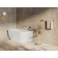   Freedom Corner II Tec 175x86 bal, akrilkád, matt fehér/fehér, fehér/fekete/króm lefolyó