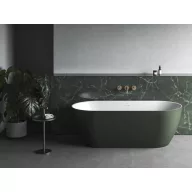   Freedom O Tec 170x77 akrilkád, Grey Green/fehér szabadonálló, fehér/fekete/króm lefolyó