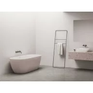   Freedom O Tec 170x77 akrilkád, Alabaster Pink/fehér szabadonálló, fehér/fekete/króm lefolyó