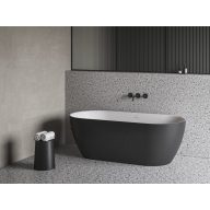   Freedom O Tec 170x77 akrilkád, fekete/fehér szabadonálló, fekete/fehér/króm lefolyó