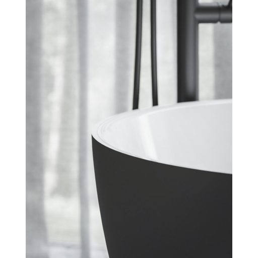 Freedom O Tec 170x77 akrilkád, fekete/fehér szabadonálló, fekete/fehér/króm lefolyó