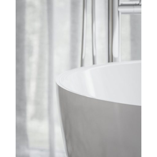 Freedom O Tec 170x77 akrilkád, matt fehér/fehér szabadonálló, fehér/fekete/króm lefolyó