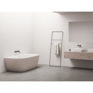   Freedom Wall Tec 170x87, akrilkád, Alabaster Pink/fehér, fehér/fekete/króm lefolyó