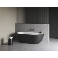   Freedom Wall Tec 170x87, akrilkád, fekete/fehér, fekete/fehér/króm lefolyó