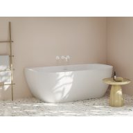   Freedom Wall Tec 170x87, akrilkád, matt fehér/fehér, fehér/fekete/króm lefolyó