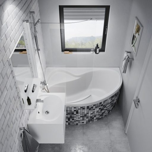 Rosa II 150x105 akrilkád bal (hófehér)