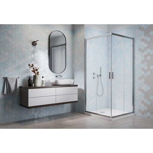 Comfort szögletes zuhanykabin slim 90x90 + zuhanytálca + szifon