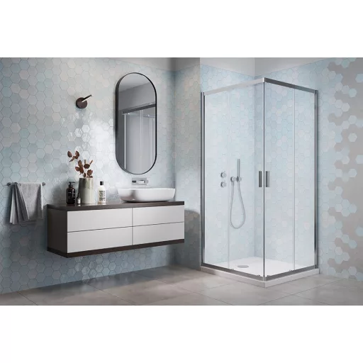Comfort szögletes zuhanykabin slim 90x90 + zuhanytálca + szifon