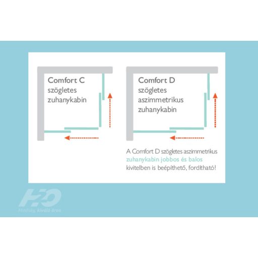 Comfort szögletes zuhanykabin slim 90x90 + zuhanytálca + szifon