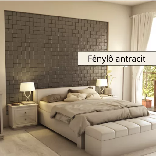 Collarada 3D falpanel 60x60cm -Fénylő antracit