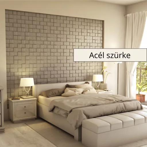 Collarada 3D falpanel 60x60cm - Acél szürke