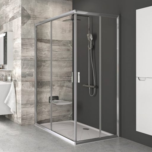 Sarok zuhanykabin egyedi méretben  BLRV2K+BLRV2K 87,5x87,5 cm, m.190 cm krómhatású+transparent