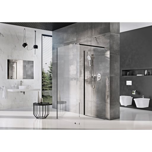 Walk-In Corner Szett 120x80, zuhanykabin fekete+transparent