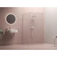  Walk-In Corner Szett 120x80, zuhanykabin matt fehér+transparent
