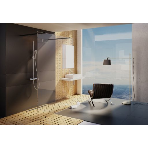 Walk-In Free Szett 130,  zuhanykabin fekete+transparent