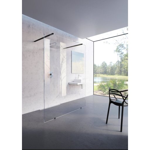 Walk-In Free Szett 150,  zuhanykabin fekete+transparent