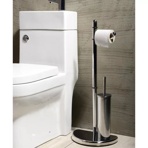 Sapho Hibiscus álló WC-papír és WC-kefetartó króm (HI32)