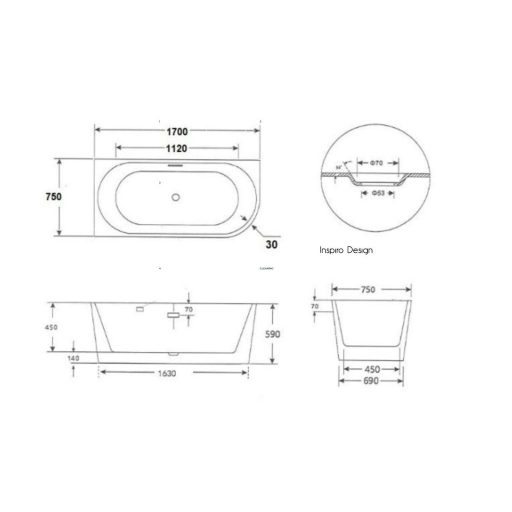Inspiro Valentino LUX 180x88x68cm szabadon álló kád