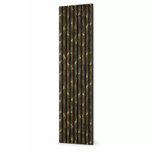 Falpanel beltérre 2900x600 mm - Fekete–arany mintás lamellás falpanel