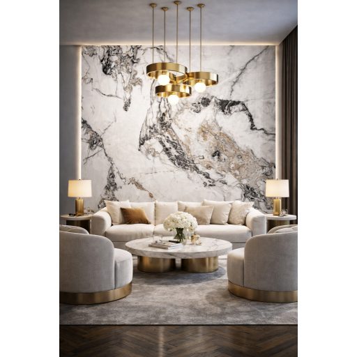 Beltéri SPC falpanel 2800x1200x4 mm - Fehér, márvány mintás