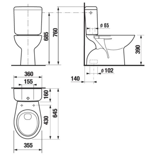 Jika Zeta mélyöblítésű, alsó kifolyású monoblokkos WC (H8253970002411)
