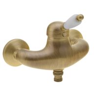   KIRKÉ zuhanycsaptelep zuhanyszett nélkül, fehér kerámia karral, bronz